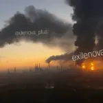 Пожежа на території Московського НПЗ після удару безпілотників