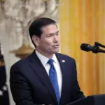 Державний секретар США Марко Рубіо під час брифінгу для журналістів